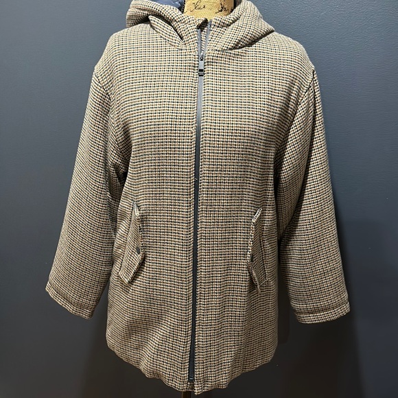 Zara Houndstooth Wool Blend Parka Size 13-14 - Picture 8 of 8